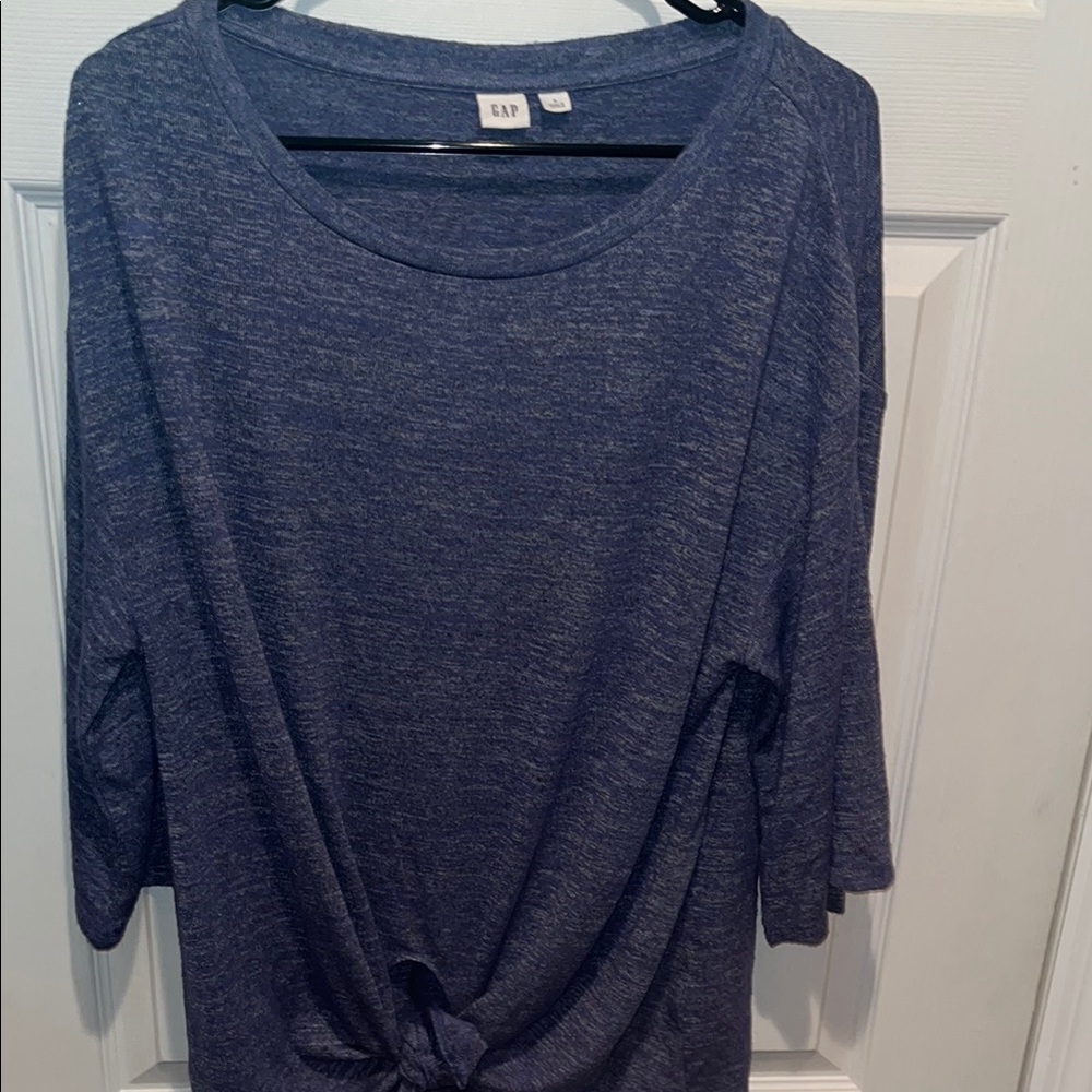 GAP Blue 3/4 Sleeve Tie Front Blouse